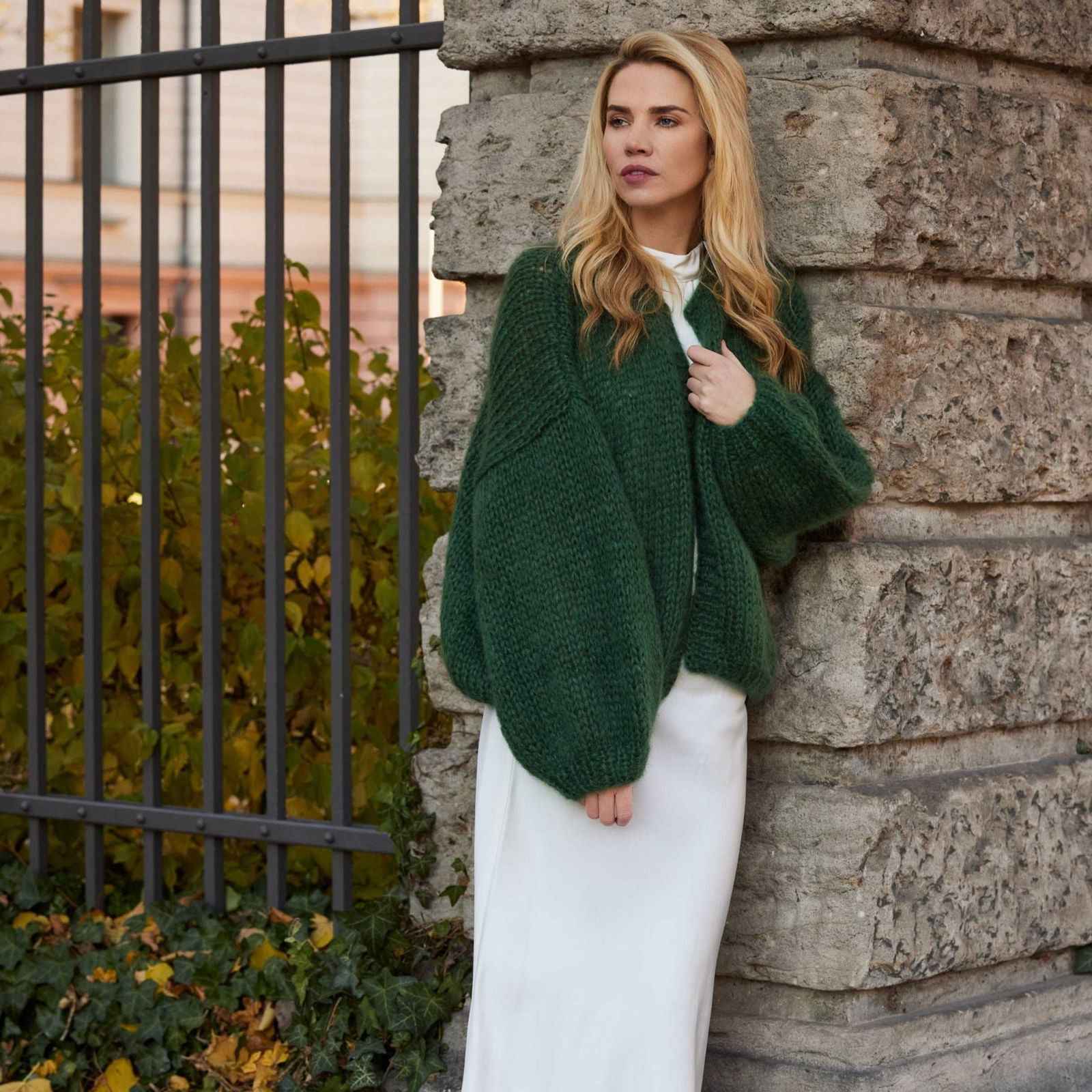 Holly Cardigan Silk Mohair Green - DOUIE