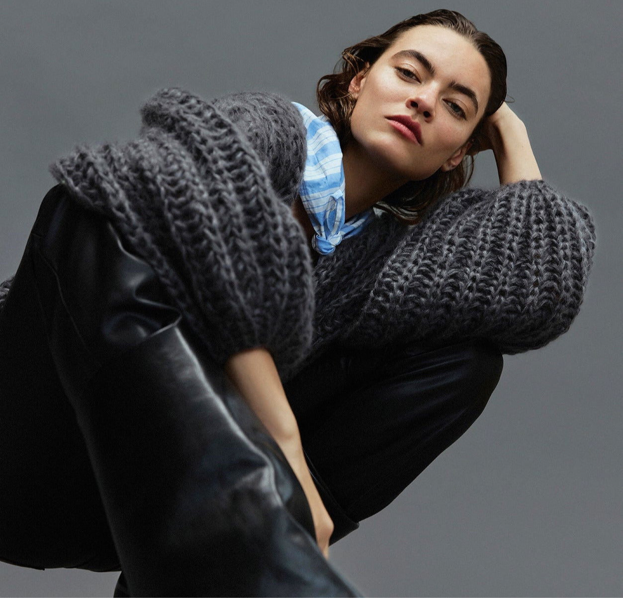 June Strickjacke Seide Mohair Grau - DOUIE