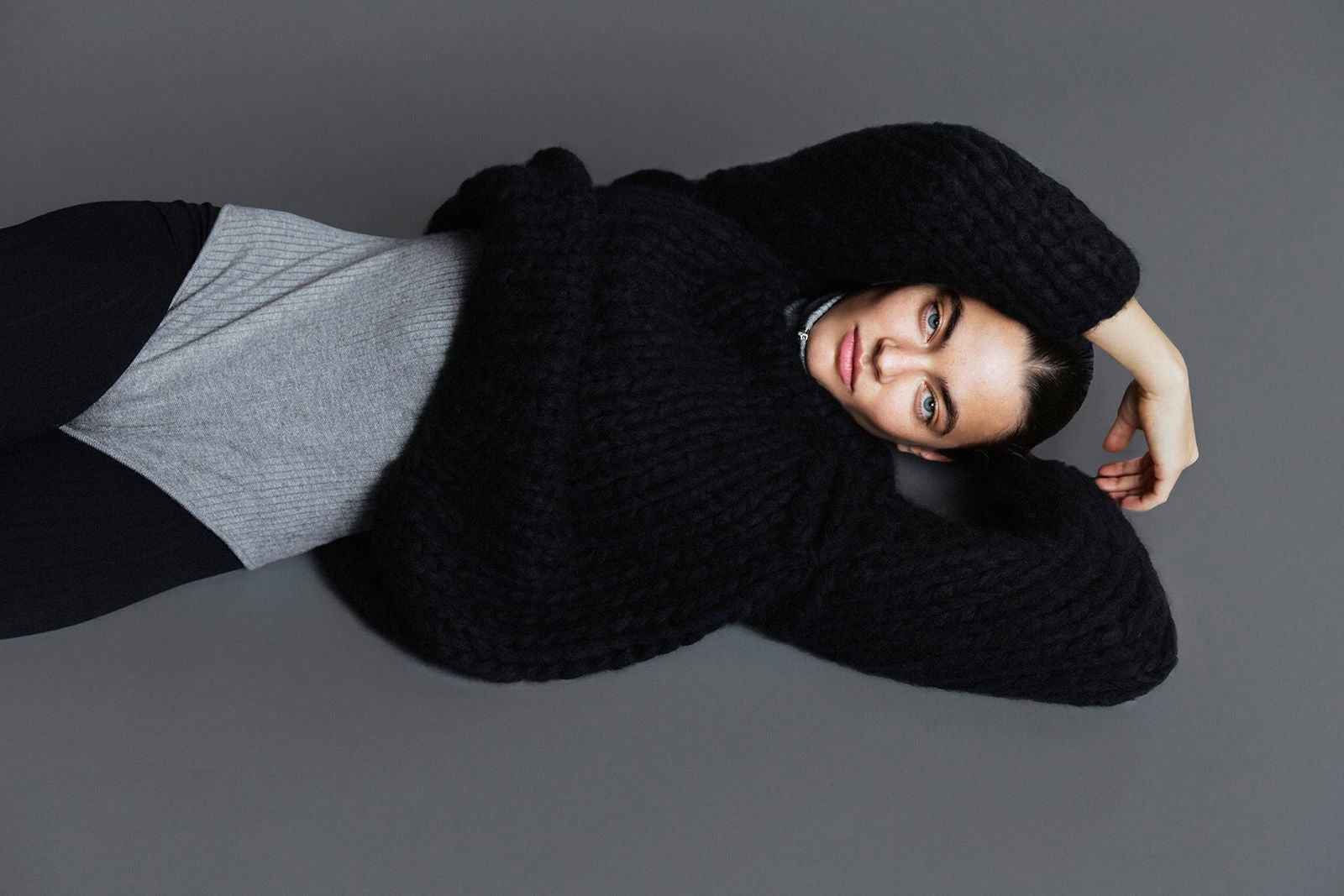 Nayla Kaschmir Pullover Grobstrick Schwarz